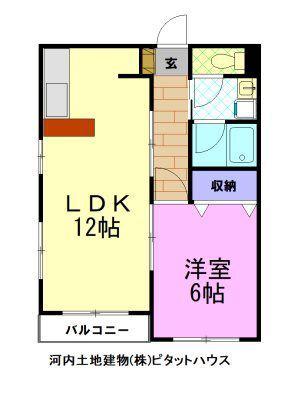 カーサ・デル・リーゾ(1LDK/2階)の間取り写真