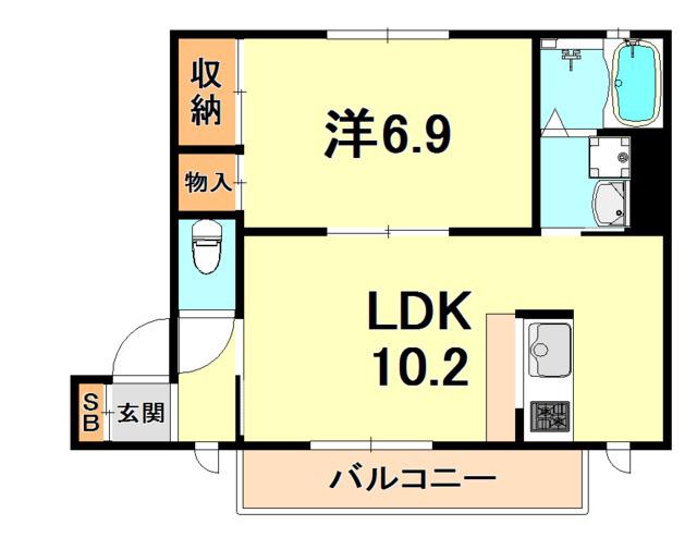 ハイツマイルド(1LDK/2階)の間取り写真