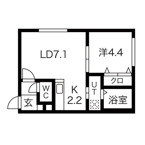 YUGOS中島(1LDK/5階)の間取り写真