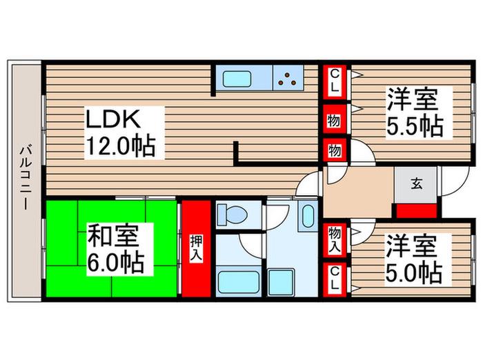 センチュリーキャニオン(3LDK/5階)の間取り写真
