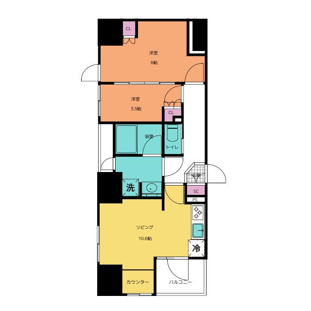 レジデンシャル町屋(2LDK/14階)の間取り写真