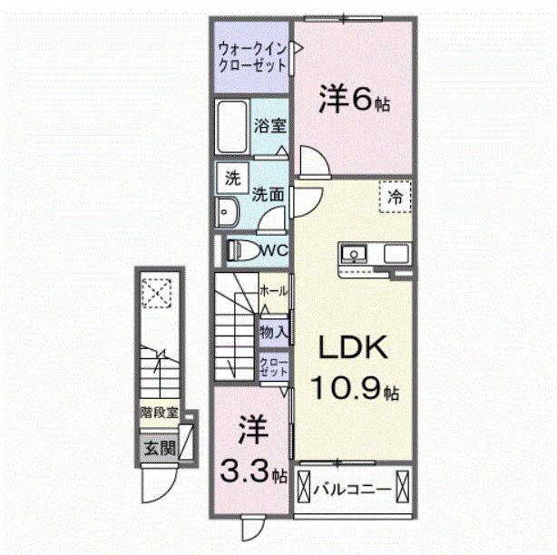 プラシード掛川(2LDK/2階)の間取り写真