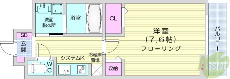 杜の風 原町Ⅱ(1K/1階)の間取り写真