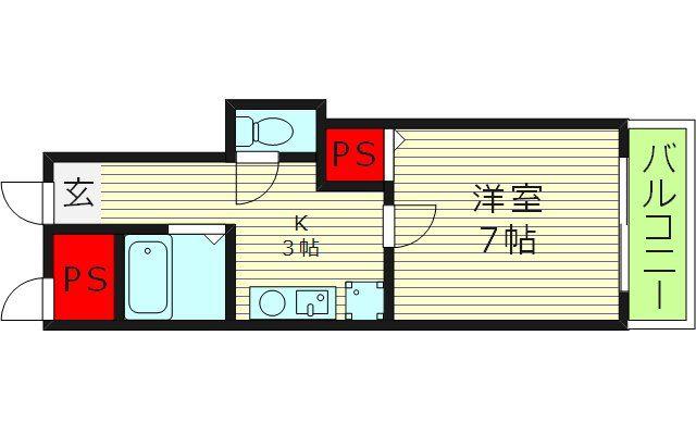 シャトル新深江(1K/8階)の間取り写真