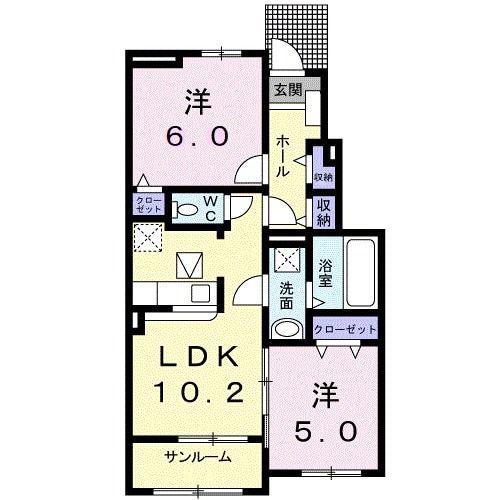 キャトルラパン(2LDK/1階)の間取り写真