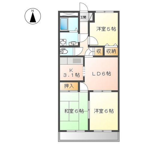 ソフィア花北(3DK/2階)の間取り写真