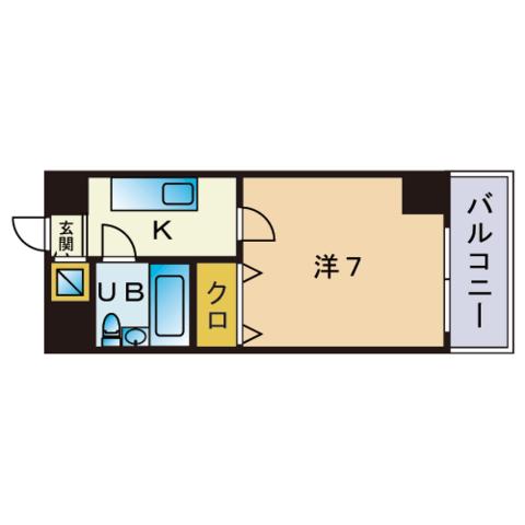 ラ・レジダンス・ド福岡県庁前(1K/2階)の間取り写真