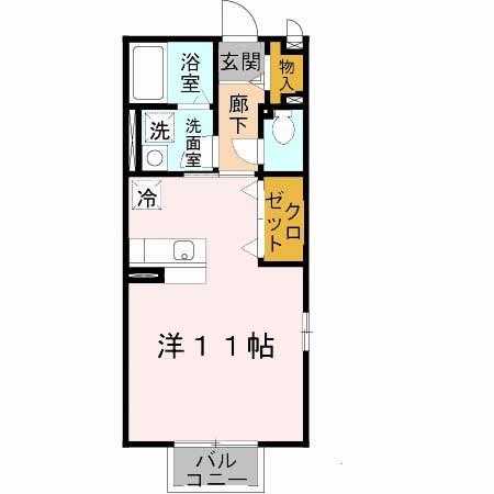 COMFORT紘(ワンルーム/2階)の間取り写真