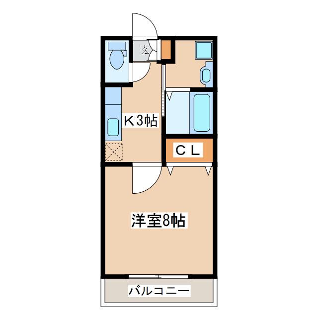 ピンクローズ(1K/2階)の間取り写真