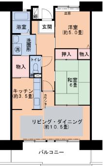 URパークタウン西武庫 6号棟(2LDK/12階)の間取り写真