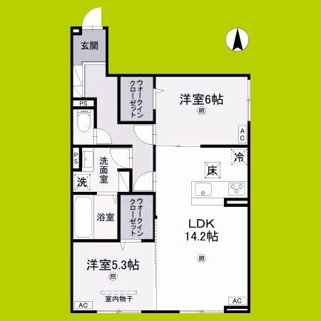 RETORIA阪南町(2LDK/1階)の間取り写真