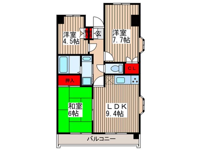 グランパレス堀口(3LDK/2階)の間取り写真