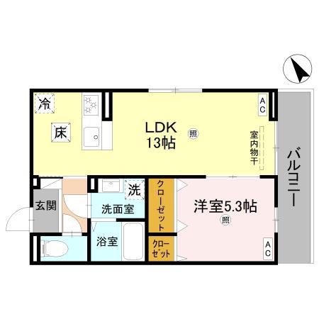 DーROOM 後三条(1LDK/1階)の間取り写真