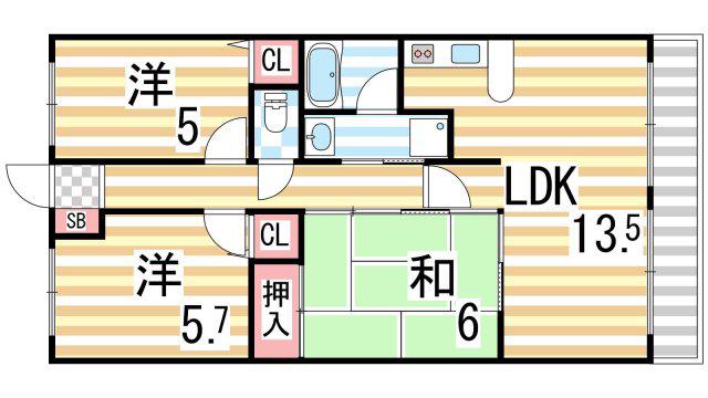 サザンクロス(3LDK/4階)の間取り写真