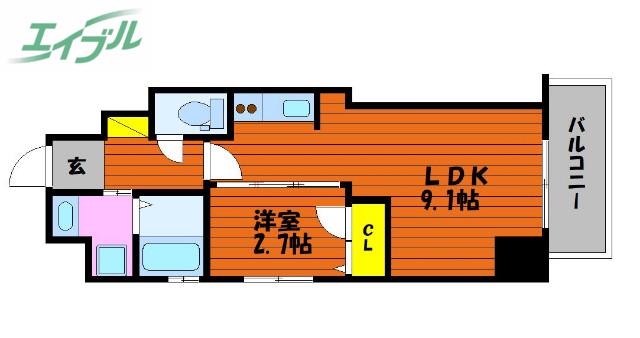 PARK GRANDE 蕃山(1LDK/8階)の間取り写真