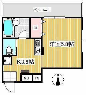 VERDE(1K/3階)の間取り写真