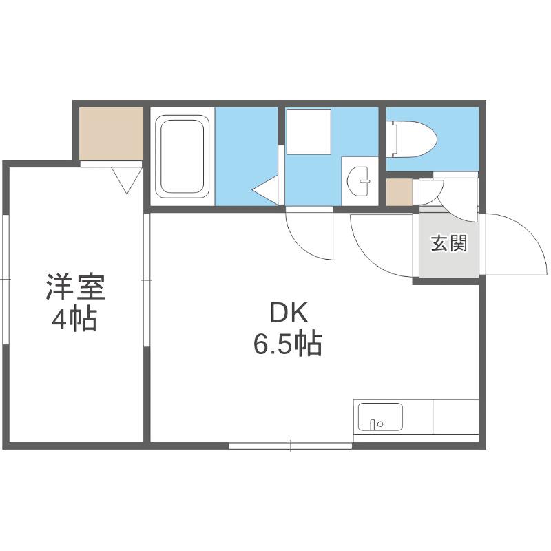 HONU豊平A(1DK/2階)の間取り写真