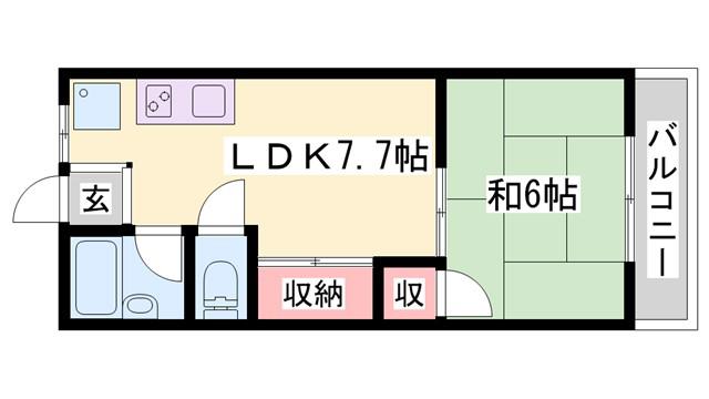 上野ハイツ(1LDK/2階)の間取り写真