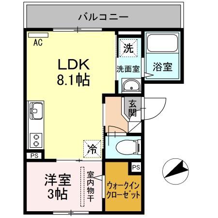 レジデンス木の実小路(1LDK/2階)の間取り写真