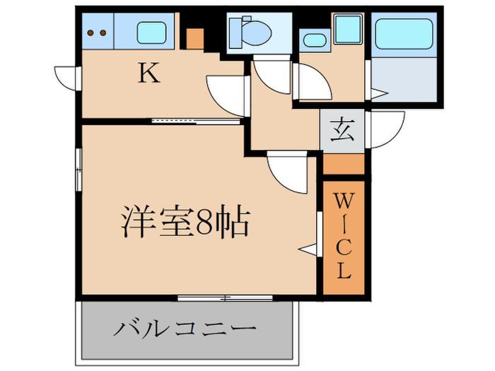 ルヴェール(1K/2階)の間取り写真