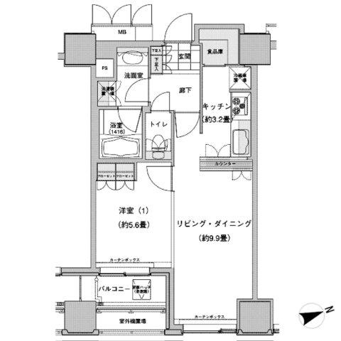 ウエストパークタワー池袋(1LDK/22階)の間取り写真