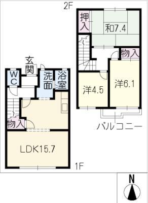 サニーハイツめじろ台めじろ館(3LDK/2階)の間取り写真