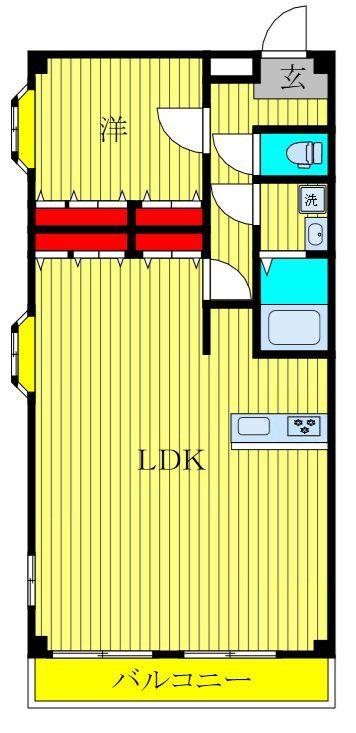 アメニティ21(1LDK/4階)の間取り写真