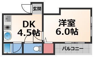 コスモコーポ(1DK/2階)の間取り写真