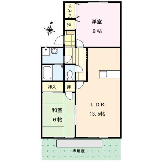 ガーデニア(2LDK/1階)の間取り写真