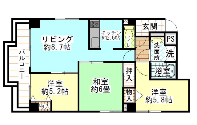 ファミール21(3LDK/3階)の間取り写真