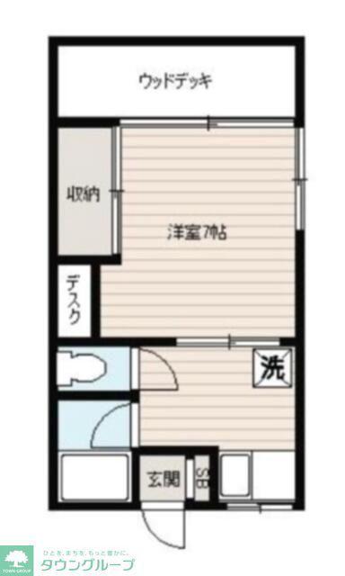 小田急線 狛江駅 徒歩9分 2階建 築53年(1K/1階)の間取り写真