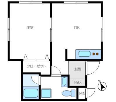 アトリエキアラ(1DK/1階)の間取り写真
