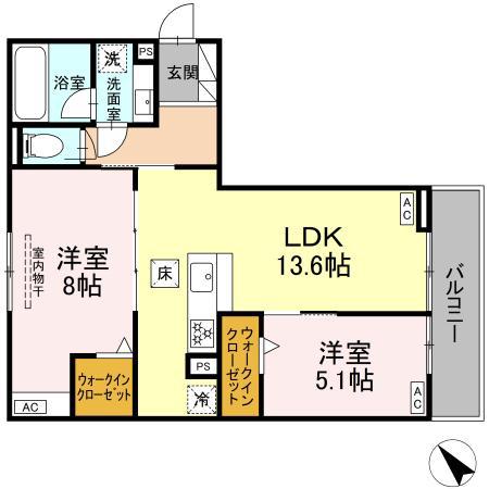 D-AVANCE今本町C(2LDK/1階)の間取り写真