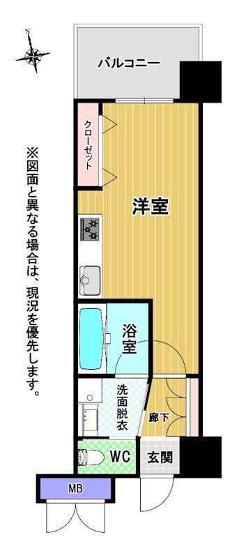 CPタワー(ワンルーム/15階)の間取り写真