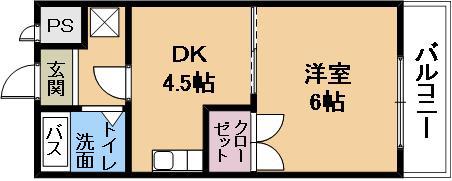 EM543(1DK/3階)の間取り写真