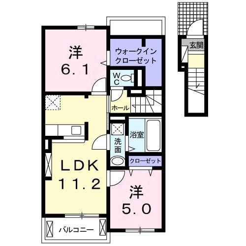 カーサ・エスペランサIII(2LDK/2階)の間取り写真