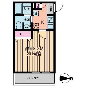 プログレッソ三鷹(1K/3階)の間取り写真