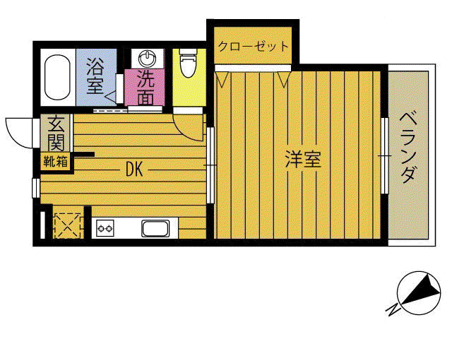 AOWA C(1DK/1階)の間取り写真
