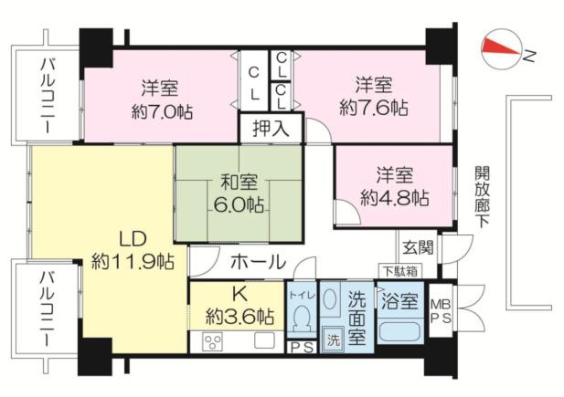 マインズ・コム神崎川(4LDK/6階)の間取り写真