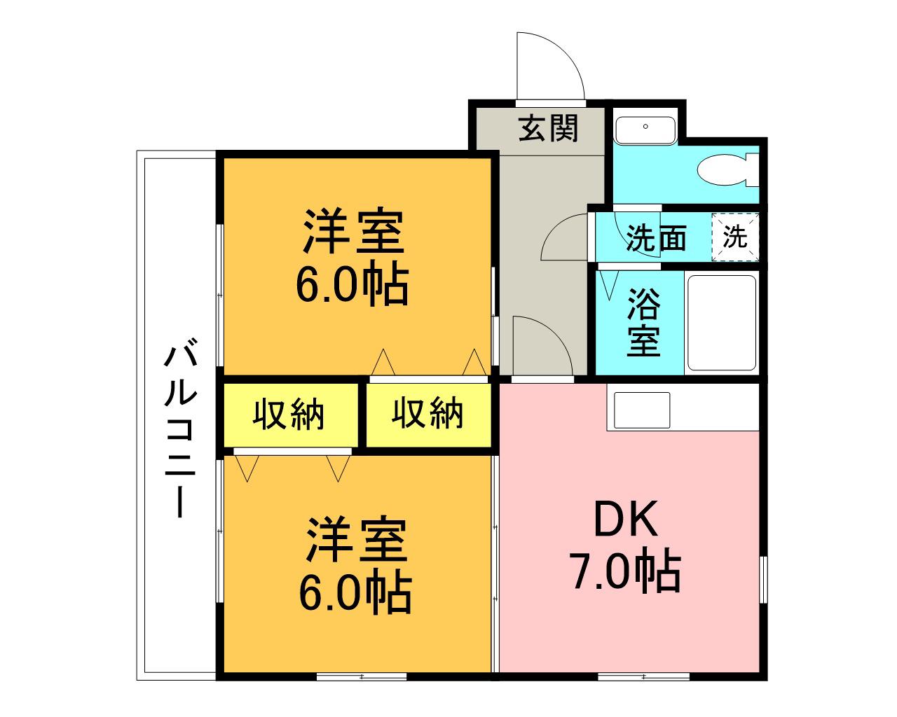 パークハイム21(2DK/1階)の間取り写真