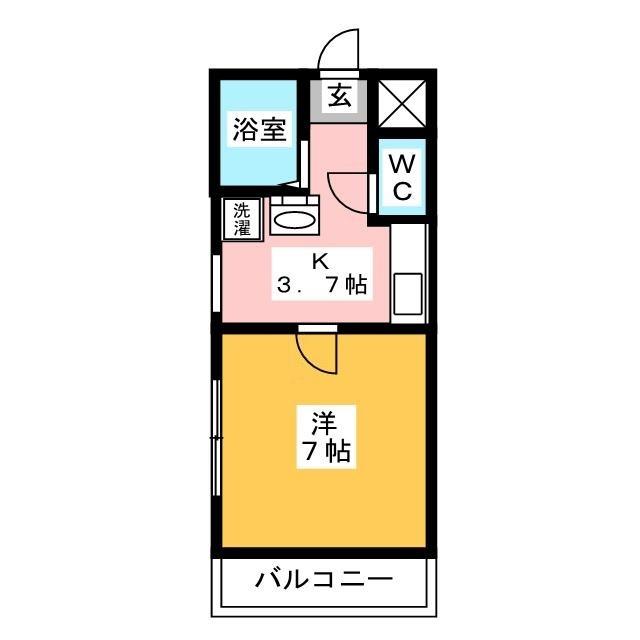 スカイハウス(1K/2階)の間取り写真