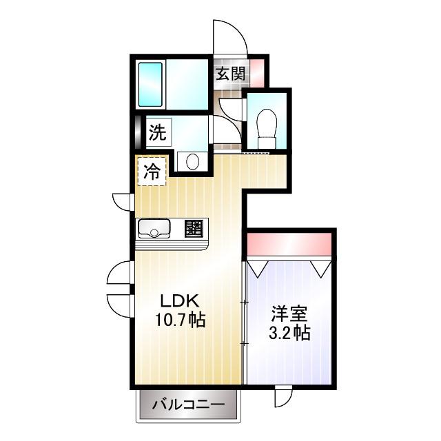ボヌール武蔵境(1LDK/1階)の間取り写真
