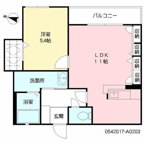 マノアA棟(1LDK/2階)の間取り写真