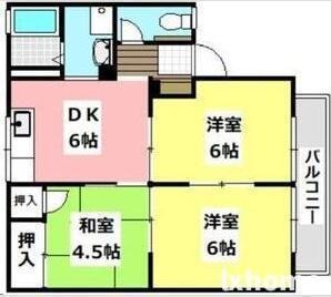 ヴィラボナールB棟(3DK/2階)の間取り写真