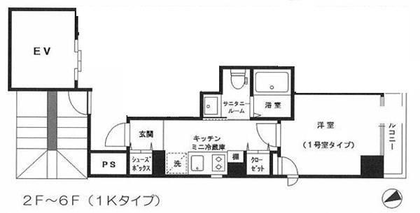 アセット大森(1K/4階)の間取り写真