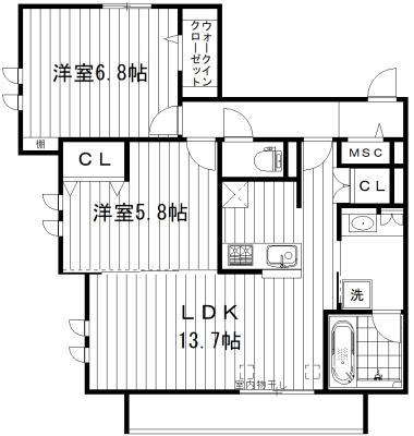 GRANDE RELIURE(2LDK/3階)の間取り写真