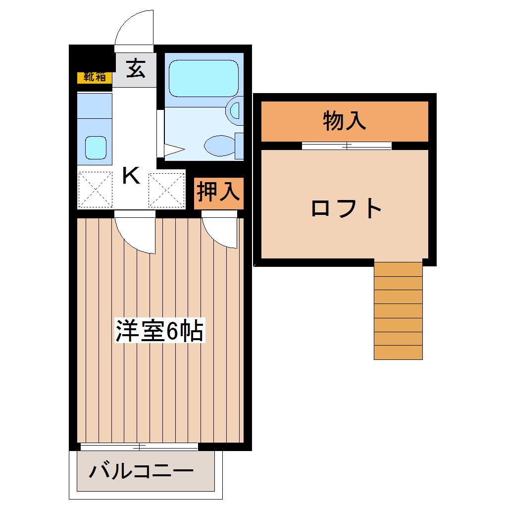 ロフティグリーンヒルズI(1K/2階)の間取り写真