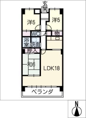 サンコート黒川(3LDK/4階)の間取り写真