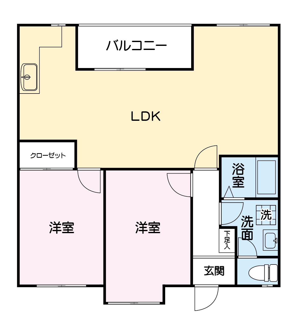 ボヌール長淵(2LDK/3階)の間取り写真