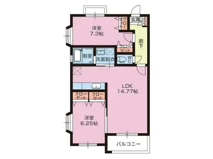 ベッラ・ビスタ(2LDK/1階)の間取り写真
